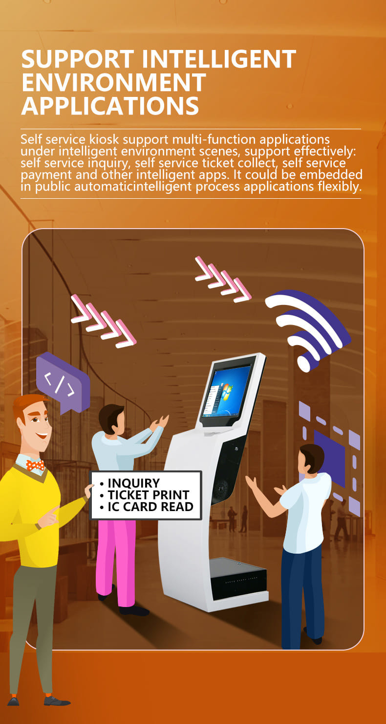 Self Service Queue And Call Terminal Touch Screen Machine Multifunction Self Service Kiosk