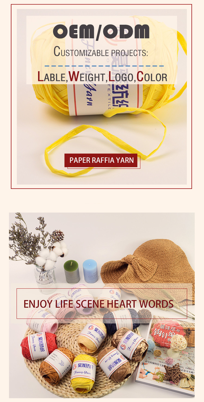 PP Raffia yarn Crochet Ribbon Yarn Crochet Craft Packing Paper for Festival Gifts
