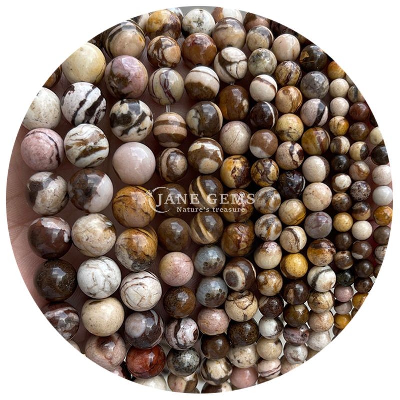 Wholesale Natural Stone Round Loose Beads 8mm Pink Zebra Jasper Loose Beads Tourmaline Round Beads Spacers For Jewelry