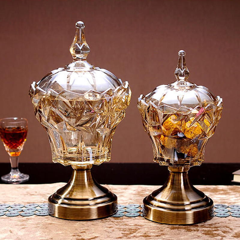 Luxury Decorative Handmade Bronze Glass Fruit Bowl