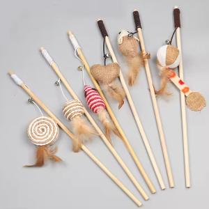 Linen Pet Training Products Mouse Shaped Cat Toy Feather Wand Interactive