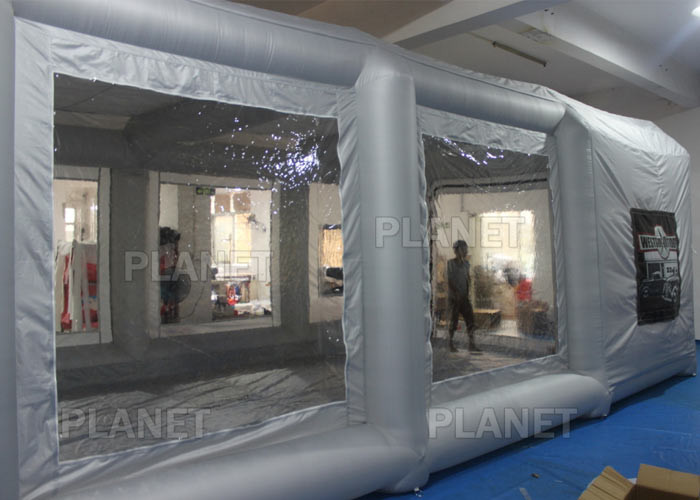 Silver Protable Inflatable Spray Paint Booth 8x4x3m / Mobile Car Painting Station