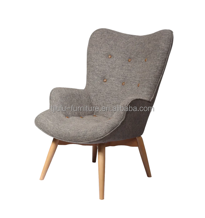 Wood Chairs Sofa Upholstered Chair Modern Solid Wood Leisure Lounge Chair with Stool Living Room Furniture