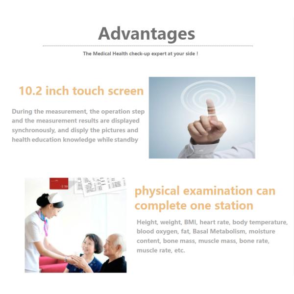 Body Composition Analyzer Touch Screen Ultrasonic Height and Weight Scale 500kg Capacity