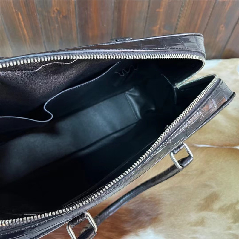 Authentic Crocodile Skin Key Lock Zipper Closure Businessmen Laptop Briefcase Genuine Alligator Leather Male Large Totes