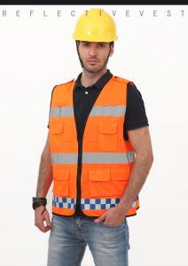 China 100%Polyester Worker Orange Vest Reflective Safety Vest Flame Resistant Hi Vis Vest For Personal  Safety on sale
