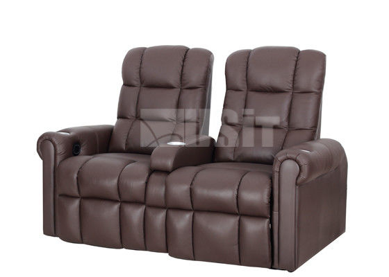 Custom Anti Slip Electric Recliner Sofa Theater VIP Seating With Silver Cup Holder