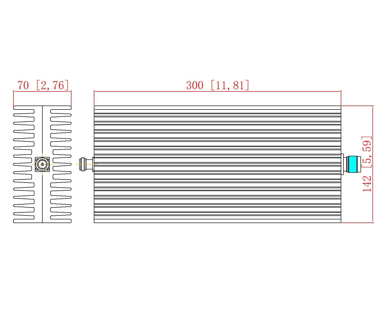 DC-4000MHz 300W 10dB Attenuator N Male To N Female