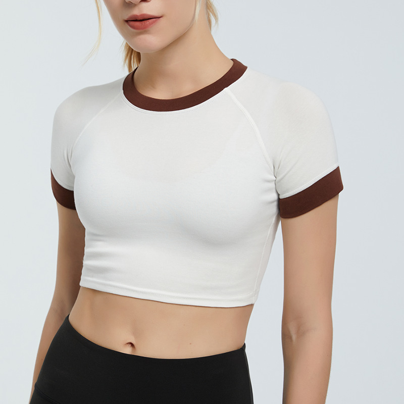 Custom Cropped T-shirts for Women in Vintage Y2k Style S-XL Contrast Color Ringer Crop Top