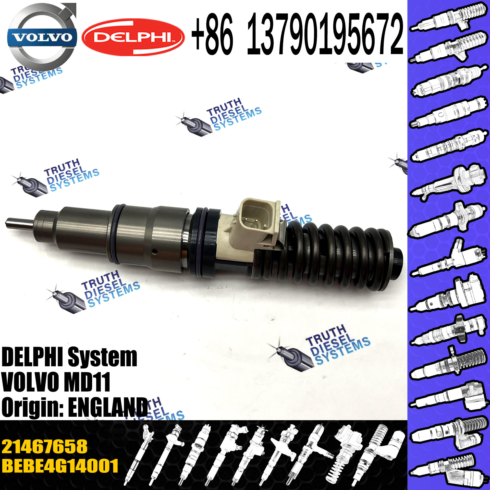 21457952 Fuel Injector BEBE4G11001 85003664 85013159 21458369 21467658 for VOL D16