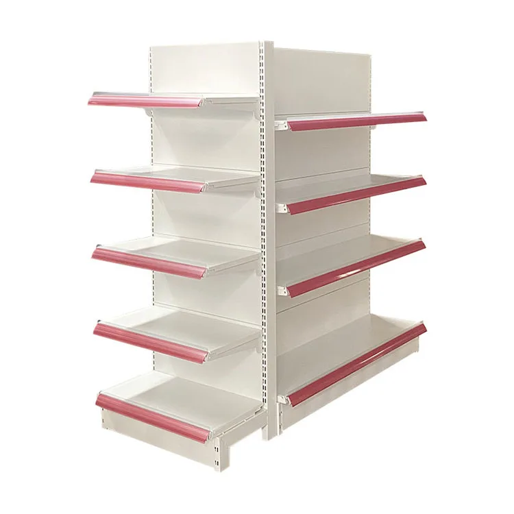 Factory price multi layers steel supermarket shelf high quality metal double single sided fixed rotary used gondola shelves