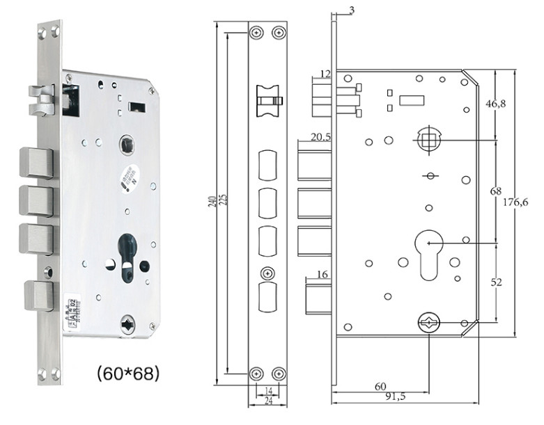 Mechanical Key MF1 T557 RFID Smart Door Lock ID TEMIC With Management Software