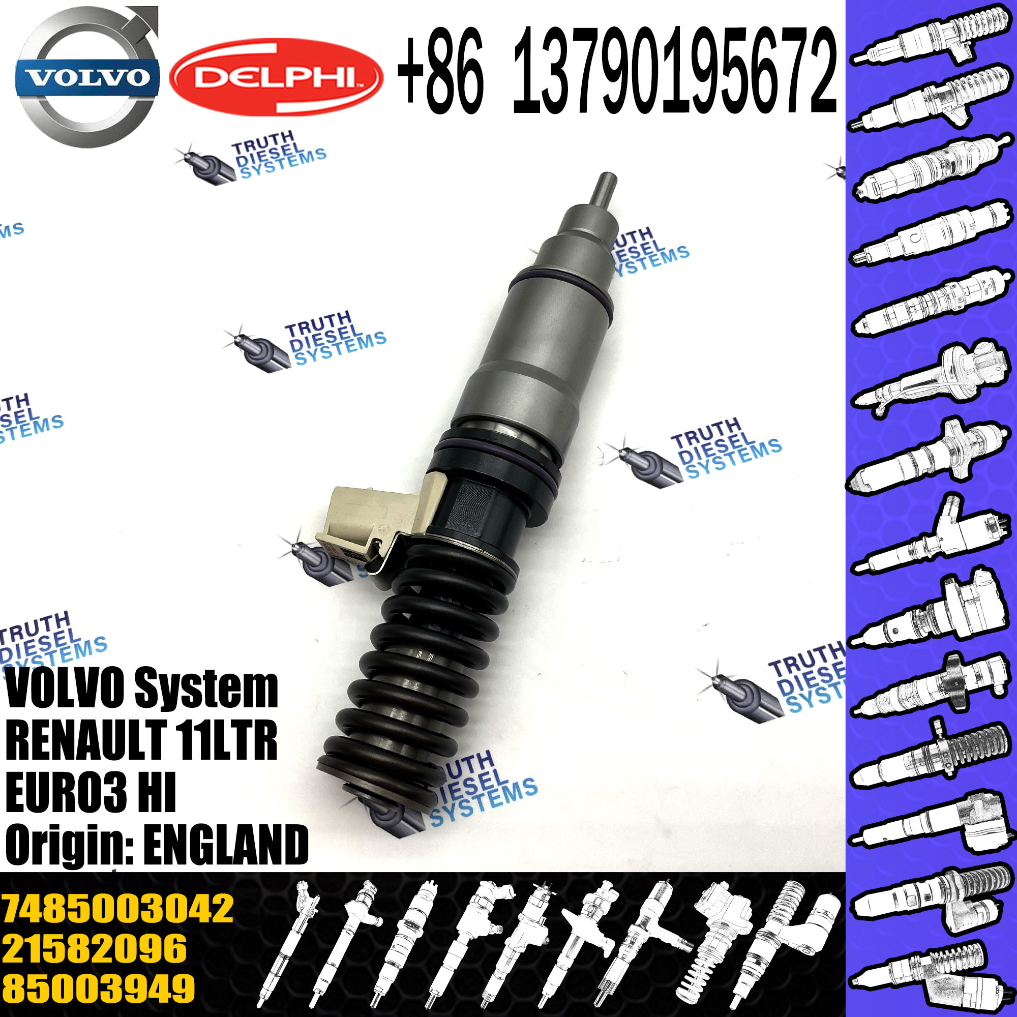 New Common rail fuel injector 21028880 7421028880 7421644598 7485003042 BEBE4D20002 for VOL MD11 Premium