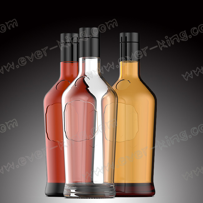 750ml Custom Luxury Round Empty Glass Bottle With Screw Caps