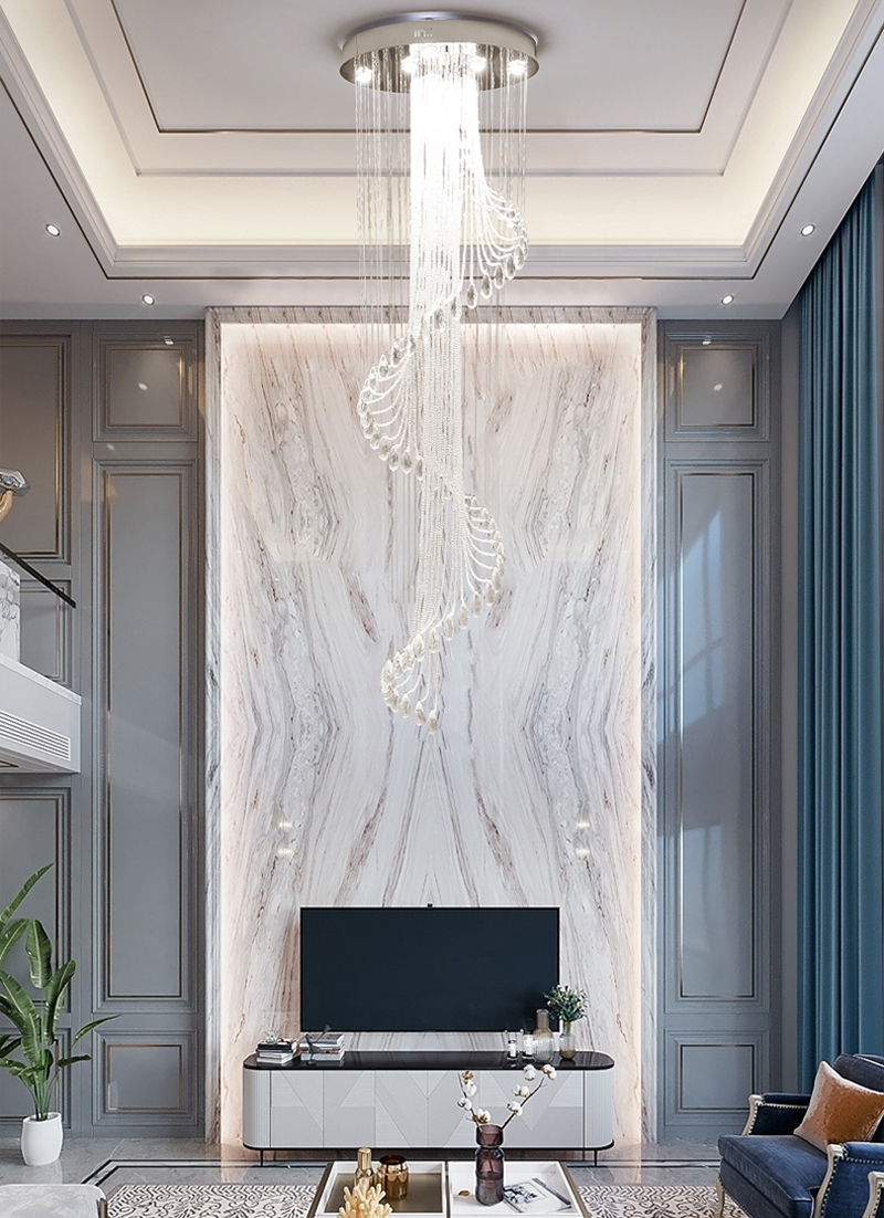 Crystal Room Lights Spiral K9 Crystal Staircase European Chandelier(WH-NC-21)