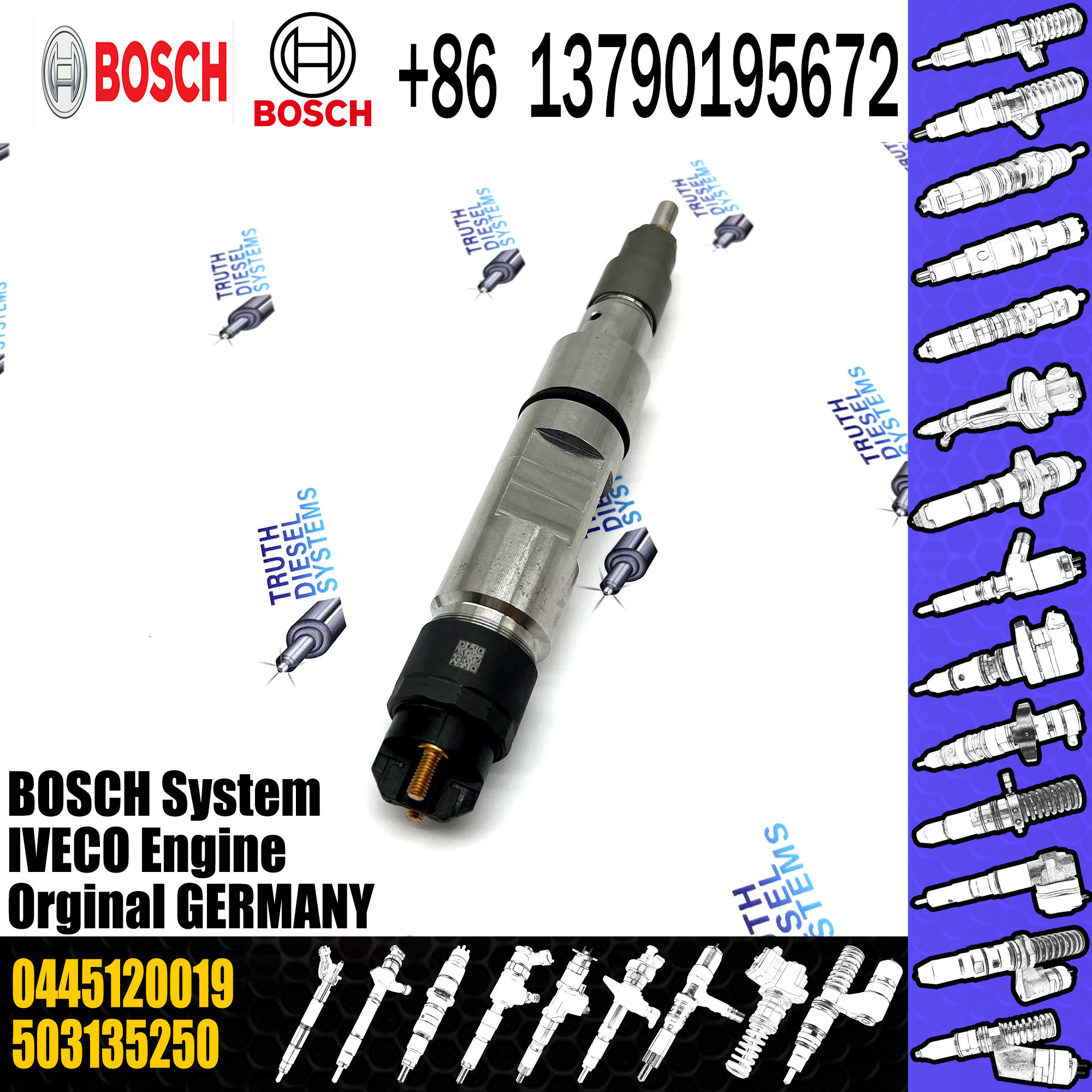 Injector 0445120084 0445120019 0445120020 for 5010550956 5010477874 IVECO 50313525