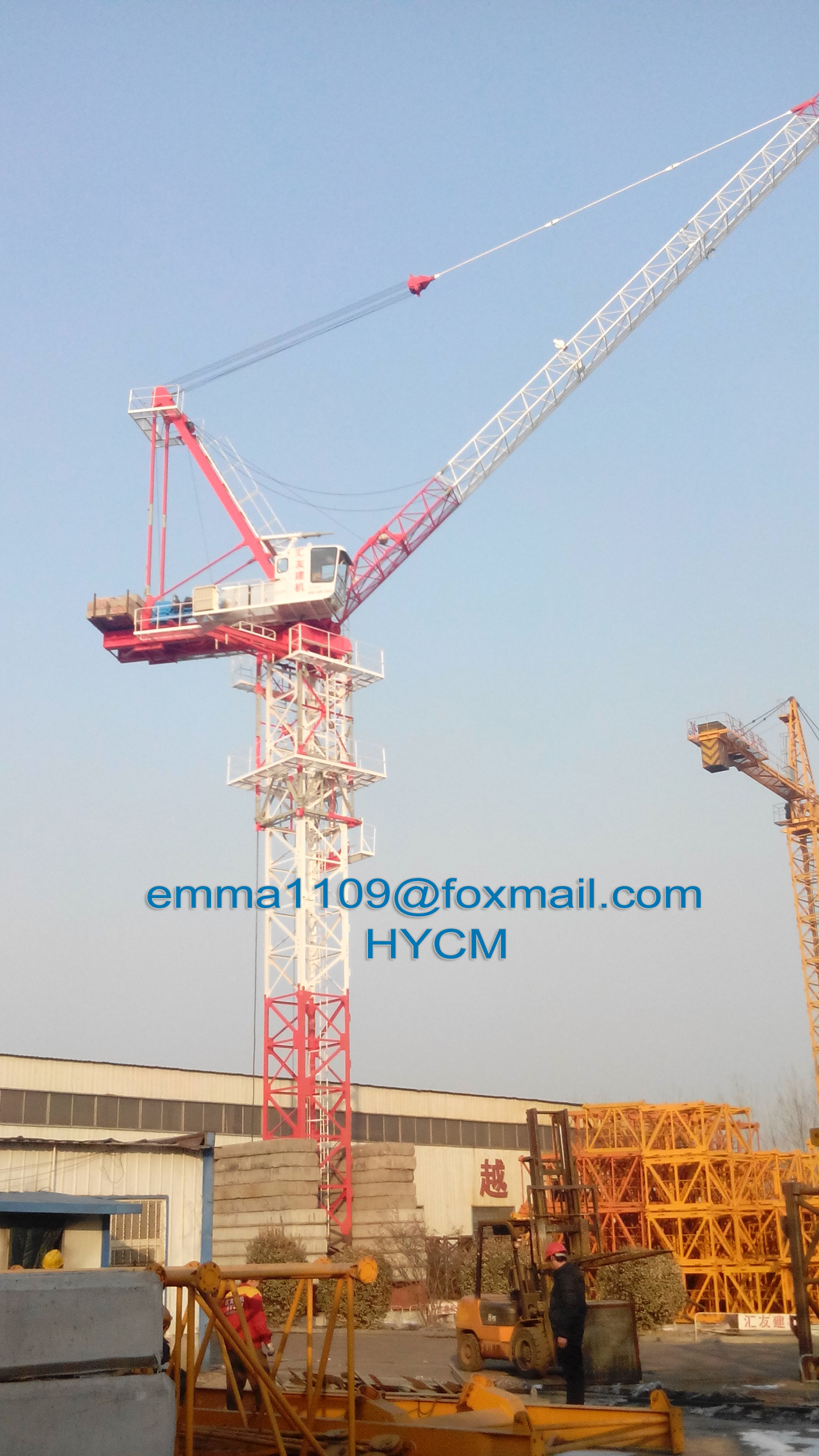QTD5030 Jib Luffing Crane Tower 50m Boom 12T Weight Load 37.5m Tower Height