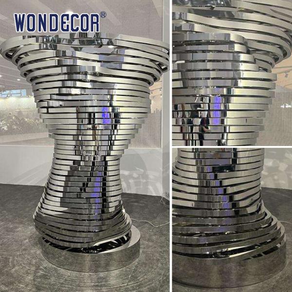 Indoor Lighting Curved Brushed Stainless Steel Metal Interactive Art Sculpture
