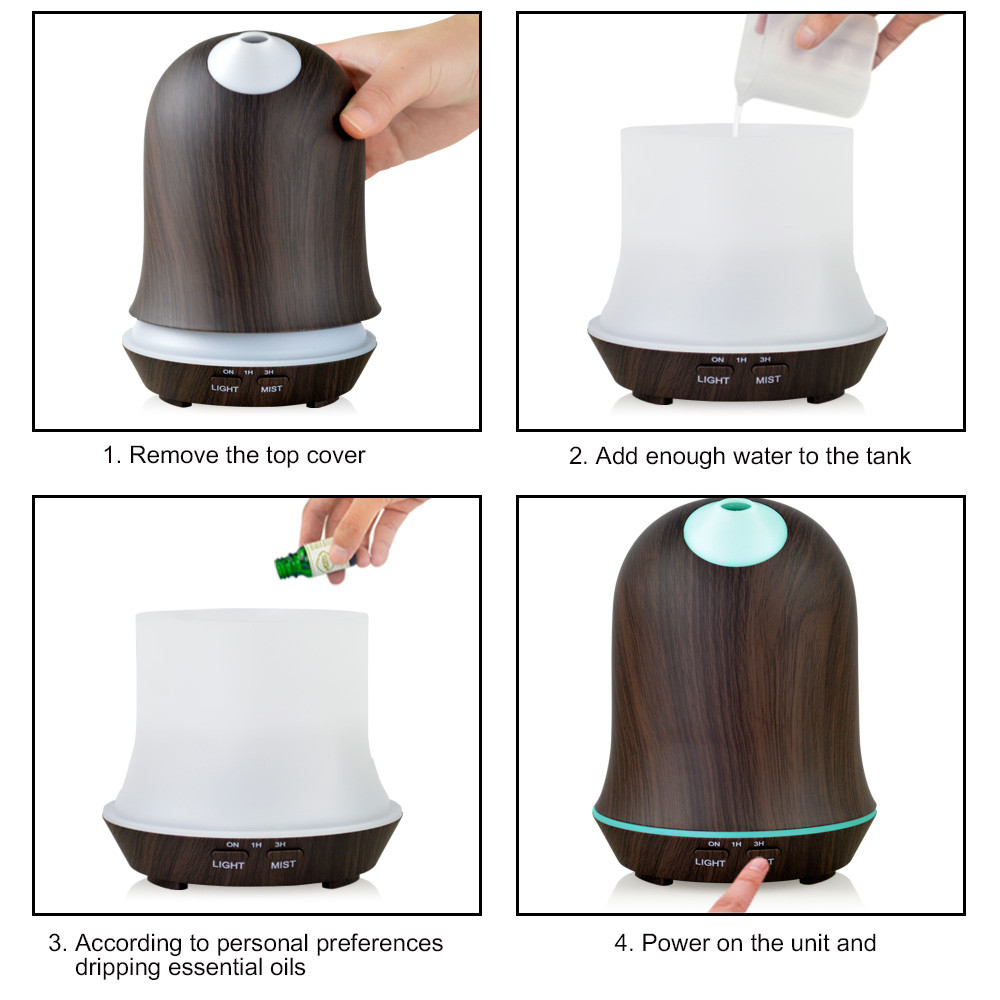 200ml Waterless Auto Off Wood Grain Aromatherapy Diffuser