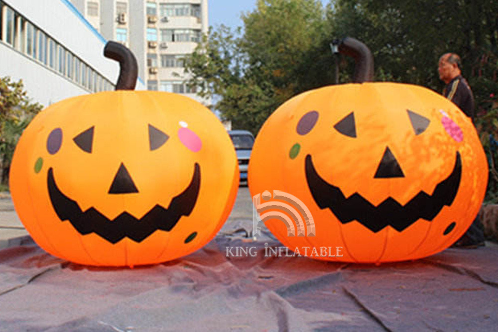 Giant Inflatable Pumpkin Ghost With Black Cat Outdoor Scary Props Halloween Decorations