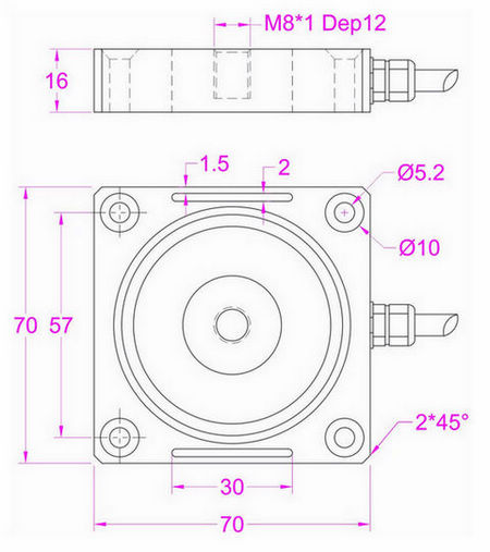 low profile compression force sensor 2kN 1kN 500N