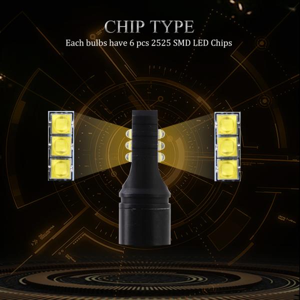 H1 H3 2525 6SMD 600lm Nonpolarity LED Fog Light Bulbs
