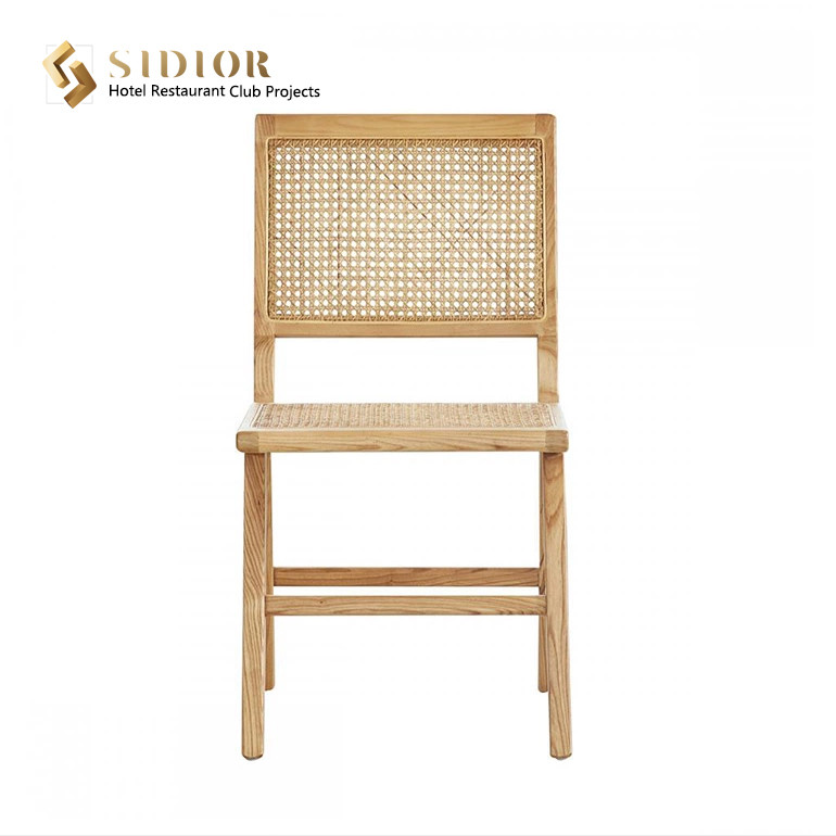 Natural Ratton Solid Wood Dining Chair Set Of 6 74cm height SGS Approved