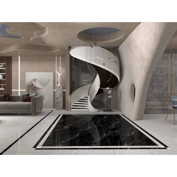 Black Glossy Polished Glazed Porcelain Marble Tiles 60x120 for Apartment Interior
