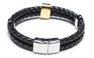 Quality Leather Bracelet, Stainless Steel Clasp, 8 Inches for sale