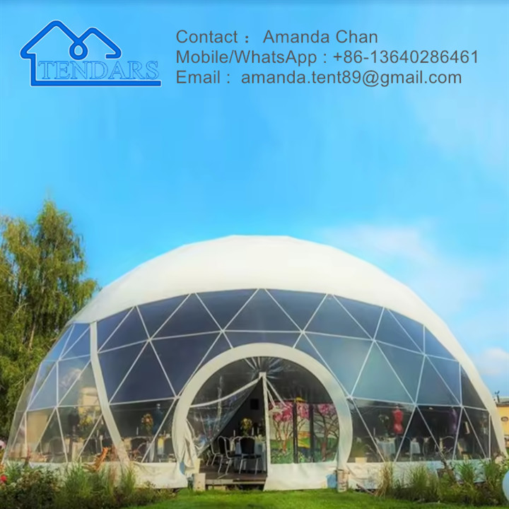 Pvc Camping Aluminum Tent Hotel Resort Glamping Geodesic Dome Tent For Events