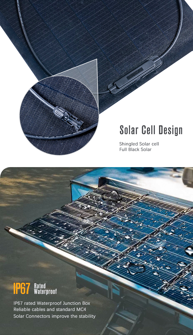 Bluesun Semi-Flexible 48V Solar Panel 250w Flexible 110w 160w 180w Panel for RV Use