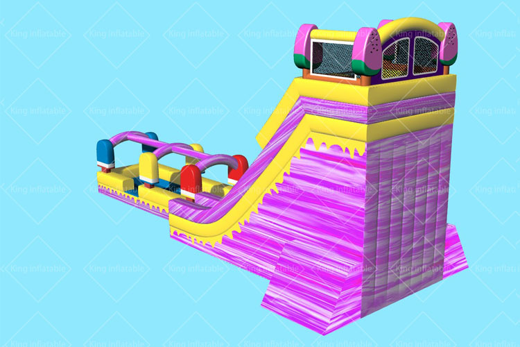 16m Long Lovely Custom Fire Ice Color Inflatable Water Slide For Adults and Kids