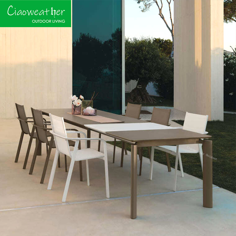 Modern Design Stackable Garden Armrest Chair for Hotel Restaurant Banquet Rattan Wood Patio Furniture