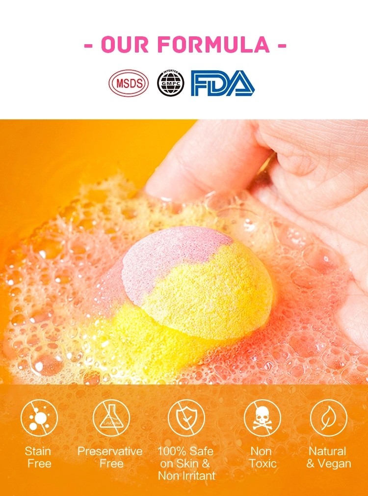 Natural Relaxing Bath Salts Custom Bubble Colors Vegan Organic Fizzy Bath Bombs
