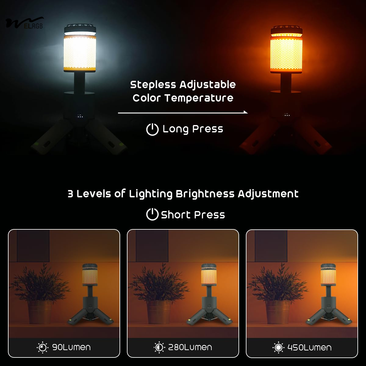 10000mah Batteries Camping Lantern Rechargeable with 32 LED Lights 50000 Working Hours