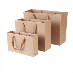 Quality Biodegradable Printed Brown Paper Bags , Kraft Paper Gift Bags High Durability for sale