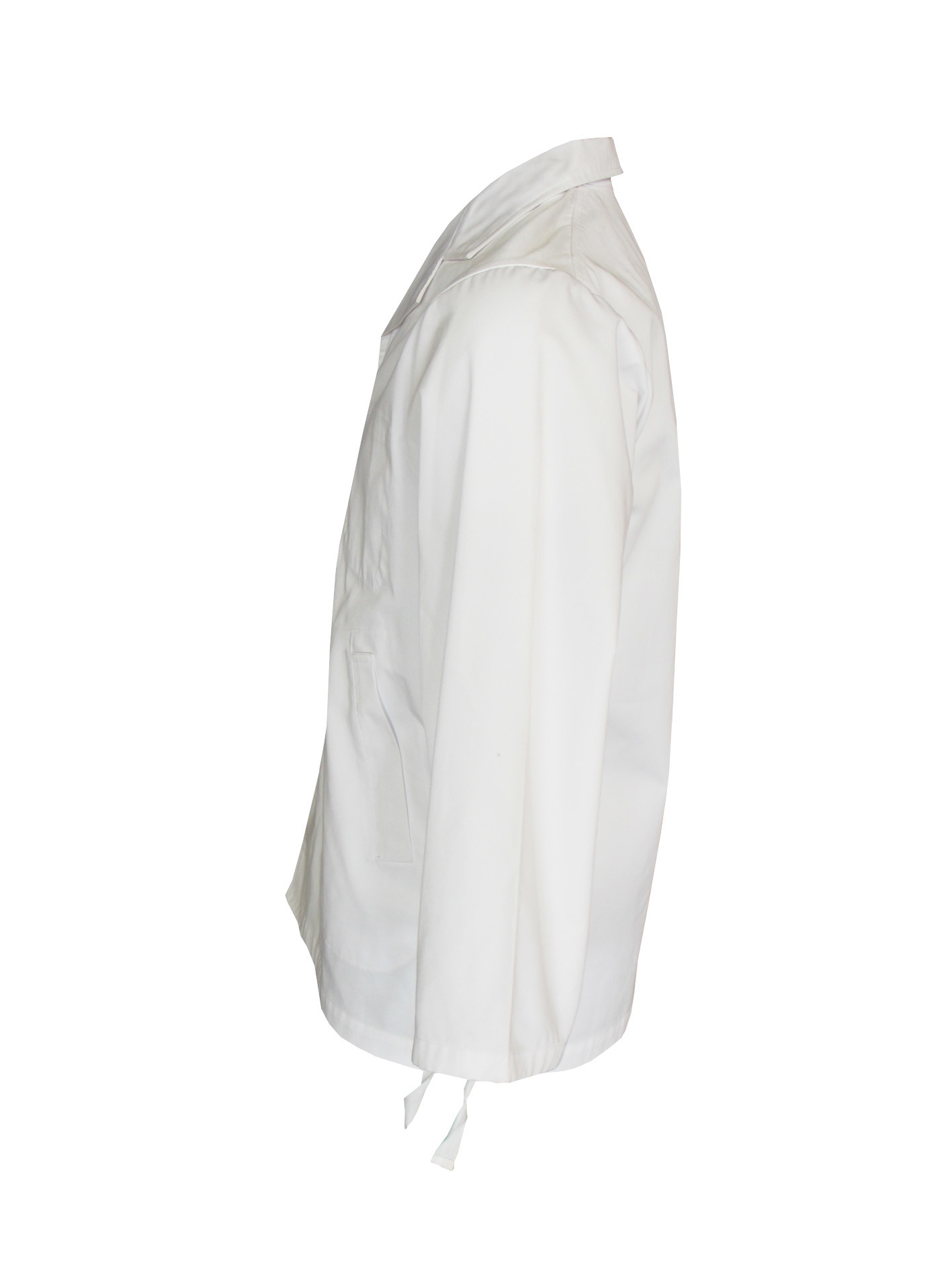 240 GSM Chef Uniform Works Coat With Cuffs Ties Polyester 65% Cotton 35%