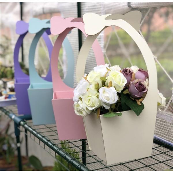 Fresh Rose Packaging Made Easy Custom Foldable Hanging Florist Bouquet Box with Handle