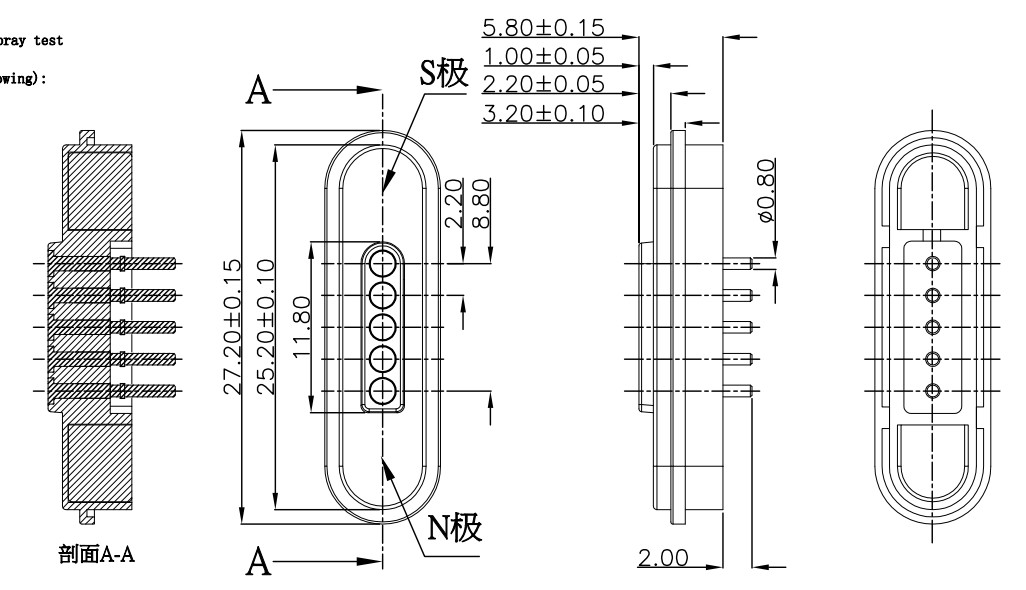 12V 5 Pin Magnetic Connector DIP Male And Female Magnetic Connector 3A
