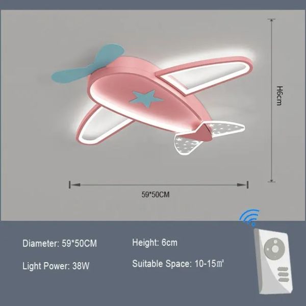 Kids Children Room LED Ceiling Fans Dimmable Remote Control Creative Plane Ceiling Fan With LED Light (WH-CLL-64)