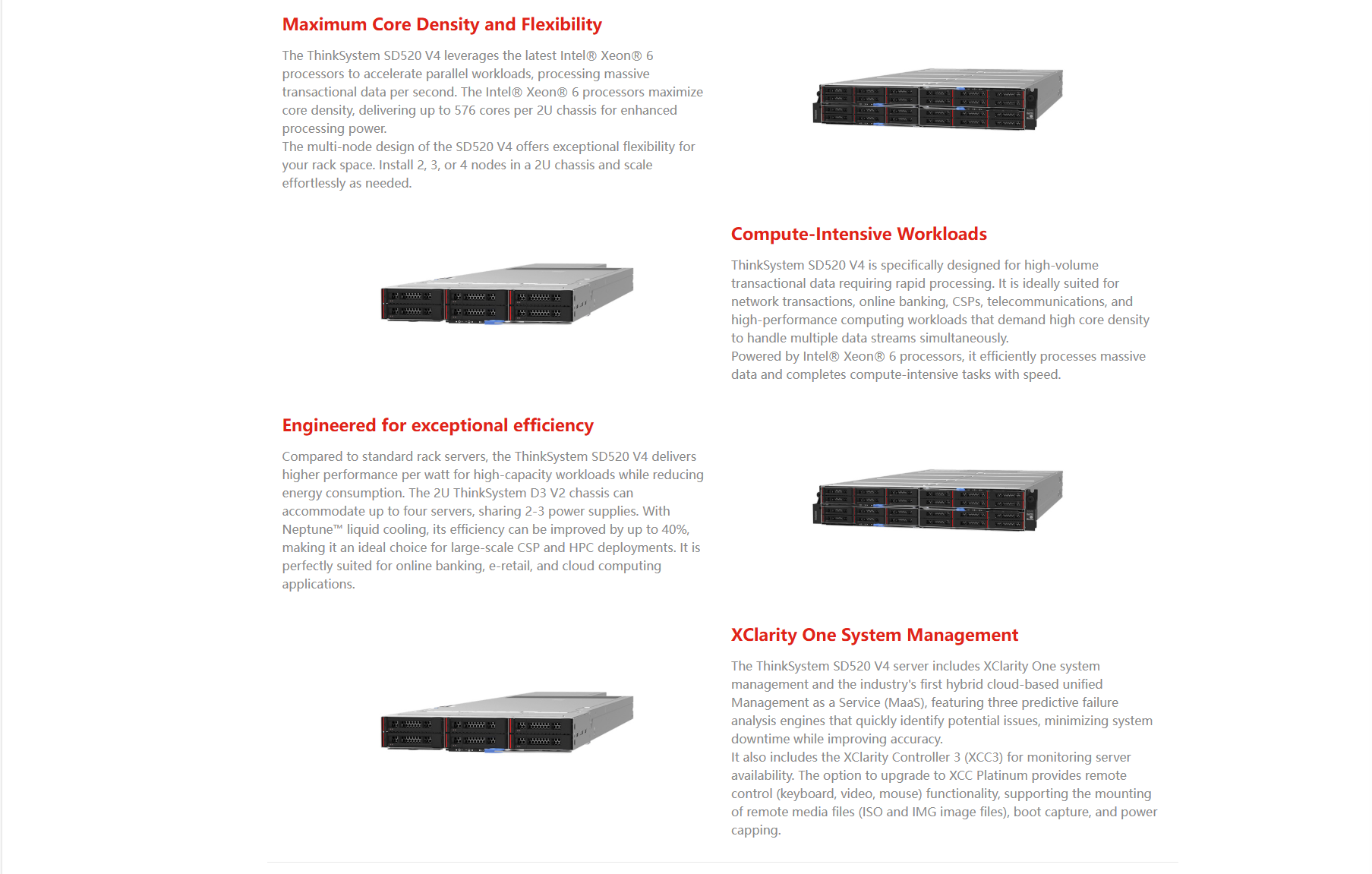 Lenovo ThinkSystem SD520 V4 Rack Server with 8x TruDDR5 5600MHz RDIMM