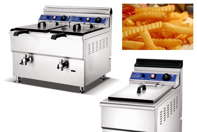 French Fries Deep Fryer Stainless Steel Snack Machine Gas 1 Tanks With Oil Pump Constant Temperature