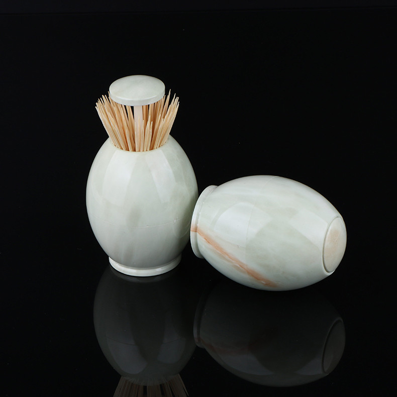 H10cm Marbling Color Automatic Egg Plastic Toothpick Holder Case