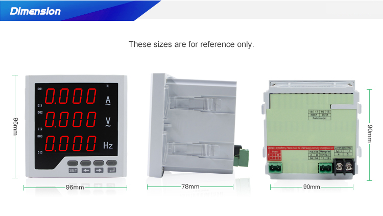 CN-UIF33 96*96 mm Single Phase A&V&Hz Multi Meter for electrical panels