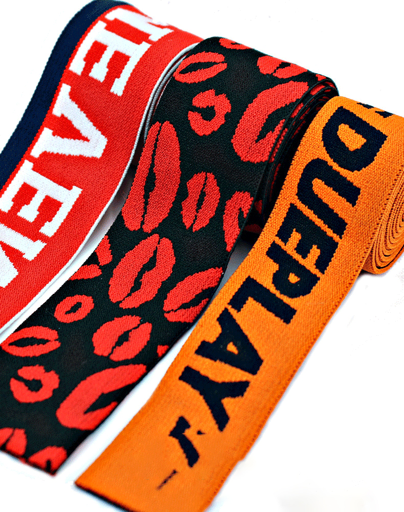 cuffs Waistband headband 4cm nylon elastic band custom logo knitted elastic jacquard band
