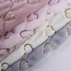 Quality DDP China Supplier Wholesale Shine Poly Embroidered Sequin Fabric Manufacturer Fleece Velvet Fabric for sale