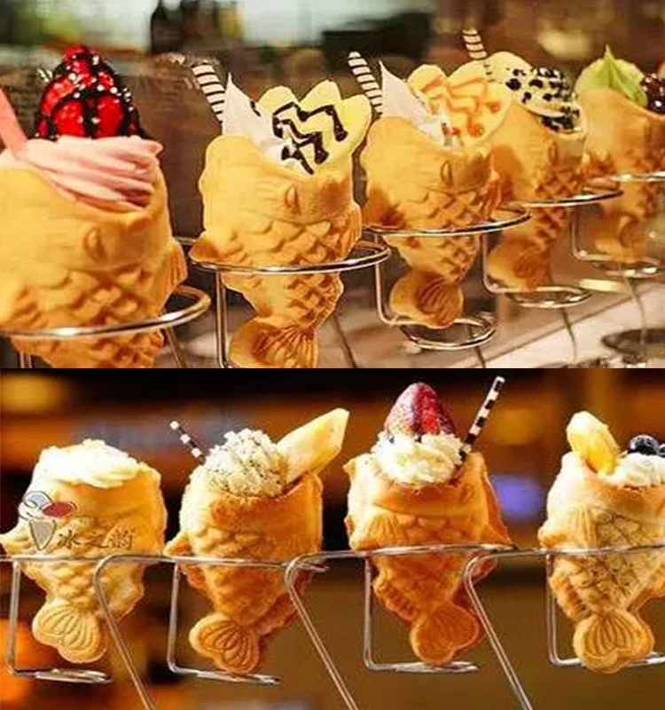 Make Perfect Snacks with Our Commercial Non-stick 4pcs Ice Open Mouth Fish Waffle Maker