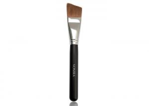 China Cruelty Free Angled Foundation Makeup Brush With Black Wood Handle on sale