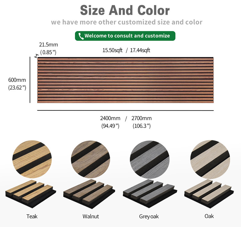 High Quality Sound Absorption 2.4m / 2.7m / 3.0m Wood Slat Akupanel Slatted Wooden Acoustic Panel For Wall or Decoration