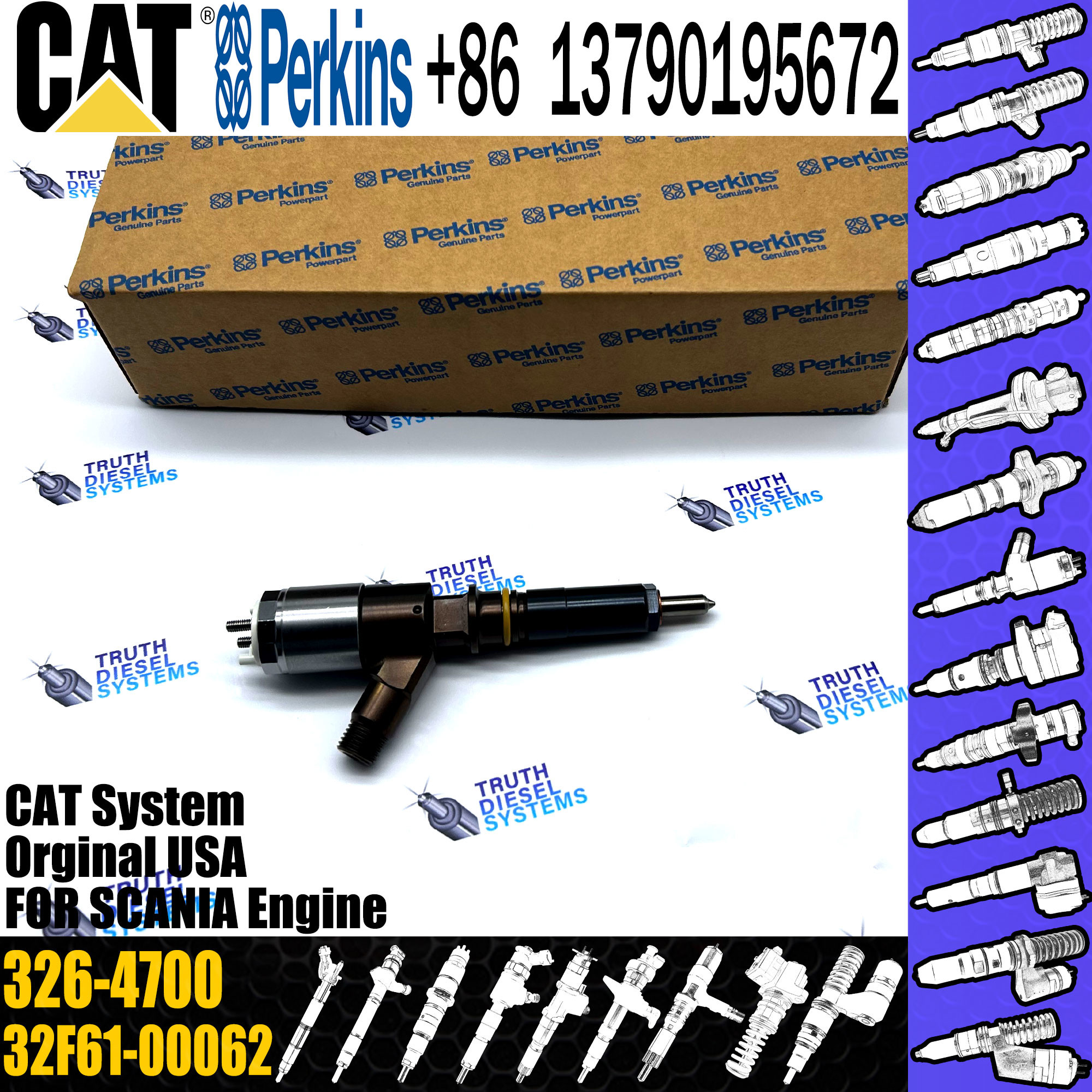 Diesel Fuel Injector 326-4700 32F61-00062 For CAT 320D Excavator C6.4 Engine
